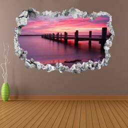 Pier Sunset Wall Decal Sticker Mural Poster Print Art Home Bedroom Office Decor Kr38 - thumbnail 3