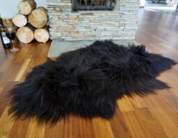 Sheepskin Icelandic Black X Rug Genuine Natural Sheepskin Gray Rugs Carpet - thumbnail 1