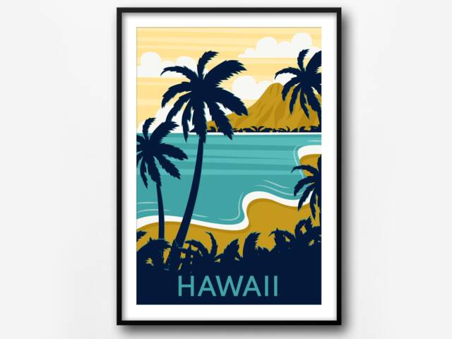 Hawaii Travel Poster Retro Paradise Wall Art Print - image 1