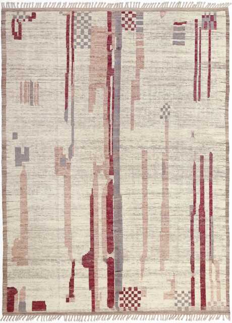 Handwoven Moroccan Wool Rug Abstract Berber Design, Neutral Area Carpet, Large Living Room Decor - image 1