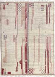Handwoven Moroccan Wool Rug Abstract Berber Design, Neutral Area Carpet, Large Living Room Decor - thumbnail 1