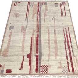 Handwoven Moroccan Wool Rug Abstract Berber Design, Neutral Area Carpet, Large Living Room Decor - thumbnail 4