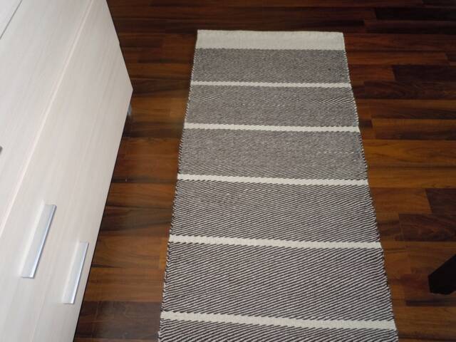 Handwoven Wool Striped Rug Scandinavian Style - 50x23 In - image 1