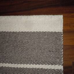 Handwoven Wool Striped Rug Scandinavian Style - 50x23 In - thumbnail 2