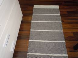 Handwoven Wool Striped Rug Scandinavian Style - 50x23 In - thumbnail 1