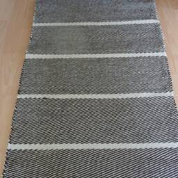 Handwoven Wool Striped Rug Scandinavian Style - 50x23 In - thumbnail 3