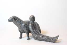 Bronze Sculpture, Man Figurine, Sheep Sculpture By Forestroadstudio - thumbnail 1