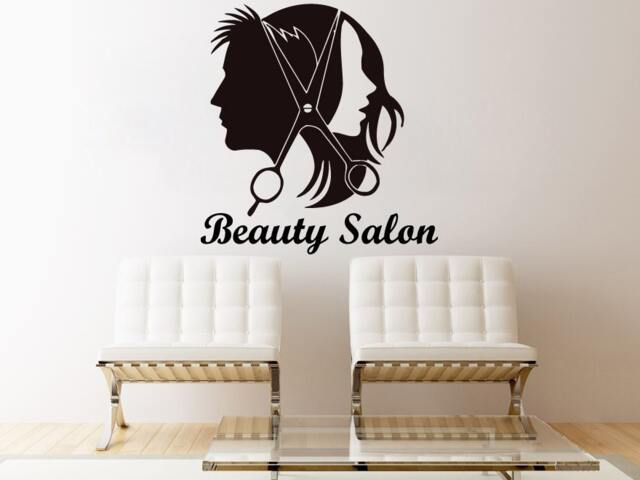 Wall Decals Beauty Salon Girl Man Scissors Decal Vinyl Sticker Home Art Bedroom Decor Living Room Murals Ms644 - image 1