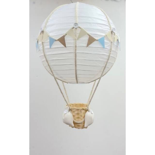 Neutral Blue Themed Hot Air Balloon Nursery Light Shade - image 1