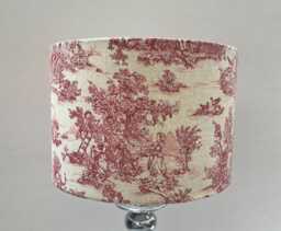 Handmade Toile De Jouy Drum Lampshade, Blue Or Red, Linen Fabric - thumbnail 1