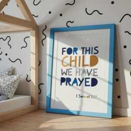 For This Child I Have Prayed, Christian Wall Art, Bible Verse Prints, Boys Bedroom Decor, Baby Shower Gift, Boys Nursery Blue - thumbnail 2