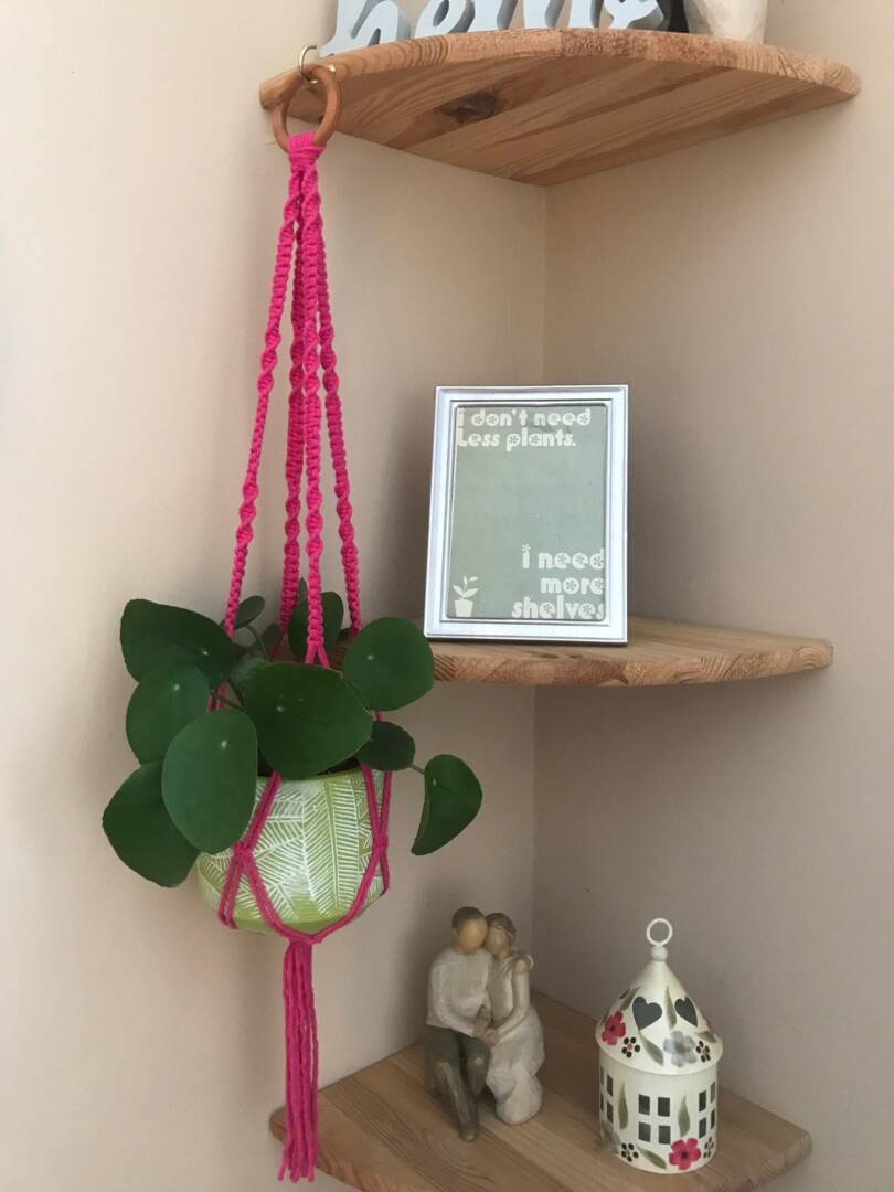 Bright Pink Macrame Plant Hanger Boho Home Decor