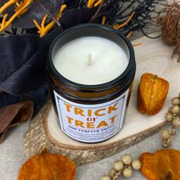 Halloween Trick Or Treat Candle - Personalised Decoration Pumpkin Spice Soy Wax - No Paraffin - thumbnail 2