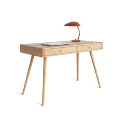 Mid Century Modern Oak Desk With Drawers, Solid Wood Study - thumbnail 1