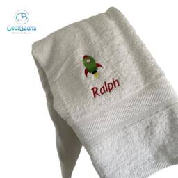 Rocket Towel - Personalised Face Cloth/Hand Bath = Embroidered - thumbnail 1