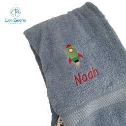 Rocket Towel - Personalised Face Cloth/Hand Bath = Embroidered - thumbnail 2