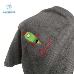 Rocket Towel - Personalised Face Cloth/Hand Bath = Embroidered - thumbnail 3
