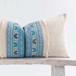 Vintage Embroidered Hill Tribe Hemp Lumbar Cushion Throw Pillow Cover 12x24 - thumbnail 3