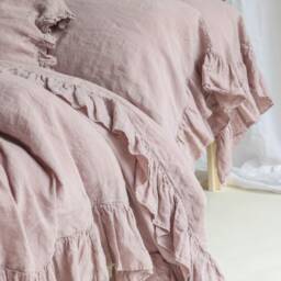 Linen Duvet Cover . Linen Bedding Set Shabby Chic Linen Ruffled Duvet Cover With Ruffles. Softened & Washed Linen. Mooshop New Colors - thumbnail 3