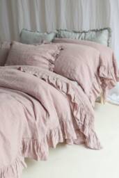 Linen Duvet Cover . Linen Bedding Set Shabby Chic Linen Ruffled Duvet Cover With Ruffles. Softened & Washed Linen. Mooshop New Colors - thumbnail 1