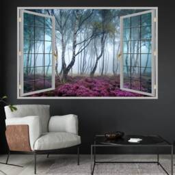Foggy Forest Trees Wall Decal Sticker Mural Poster Print Art Home Office Decor Kp31 - thumbnail 2