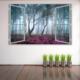 Foggy Forest Trees Wall Decal Sticker Mural Poster Print Art Home Office Decor Kp31 - thumbnail 3