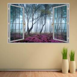 Foggy Forest Trees Wall Decal Sticker Mural Poster Print Art Home Office Decor Kp31 - thumbnail 1