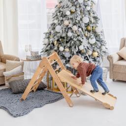 Foldable Climbing Triangle With Slide, Toddler Playroom, Montessori Furniture, Indoor Playground, First Christmas Gift, Wooden Play Gym