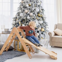 Foldable Climbing Triangle With Slide, Toddler Playroom, Montessori Furniture, Indoor Playground, First Christmas Gift, Wooden Play Gym - thumbnail 2