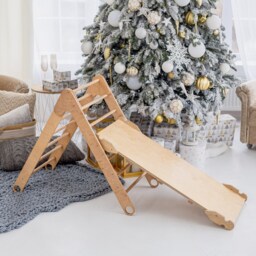 Foldable Climbing Triangle With Slide, Toddler Playroom, Montessori Furniture, Indoor Playground, First Christmas Gift, Wooden Play Gym - thumbnail 3