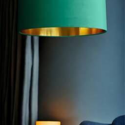 New High Quality Luxury Jade Green 78 Cotton Fabric Lamp Shade Pendant Light Drum Shape With Metallic Linings - thumbnail 2