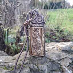 Hand Carved Red Deer Antler Viking Salt Cellar Heathen Pagan Design - thumbnail 1