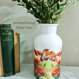 Robin & Poppy Glass Vase, in Loving Memory Floral Poppies Flower Hand Decorated - thumbnail 2