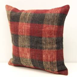 Handmade Turkish Kilim Pillow Cover 12x12, Wool Cotton Blend - thumbnail 3