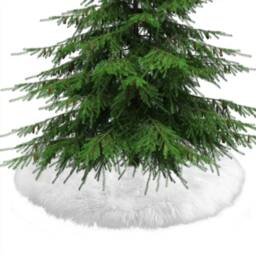 Faux Sheepskin Christmas Tree Skirt - Shaggy Fur, White - thumbnail 4