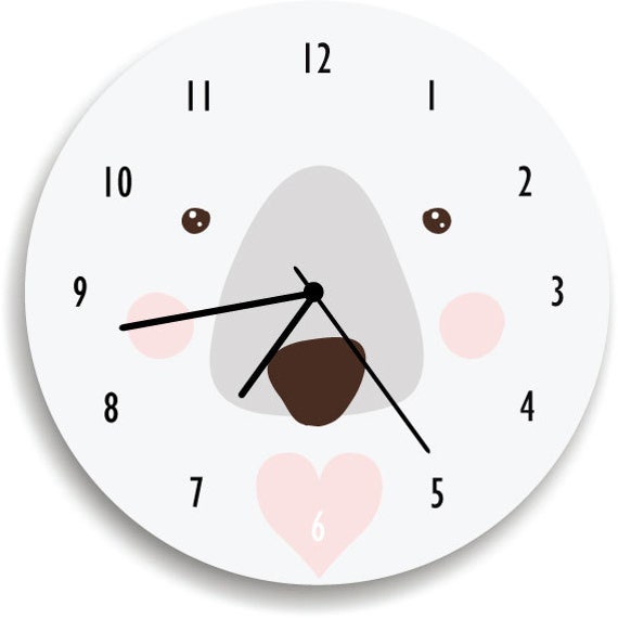 Bear Wall Clock , Kids Room Decor, Wall Decor Animal Face Clock, Black & White Nursery, Scandinavian - image 1