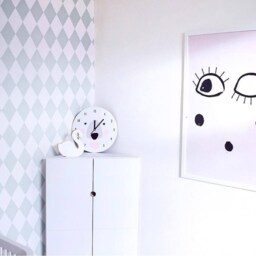 Bear Wall Clock , Kids Room Decor, Wall Decor Animal Face Clock, Black & White Nursery, Scandinavian - thumbnail 3