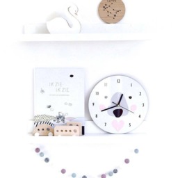 Bear Wall Clock , Kids Room Decor, Wall Decor Animal Face Clock, Black & White Nursery, Scandinavian - thumbnail 2