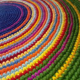 Rainbow Wool Round Rug, Handmade Crochet Rug - thumbnail 2
