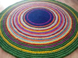 Rainbow Wool Round Rug, Handmade Crochet Rug - thumbnail 1