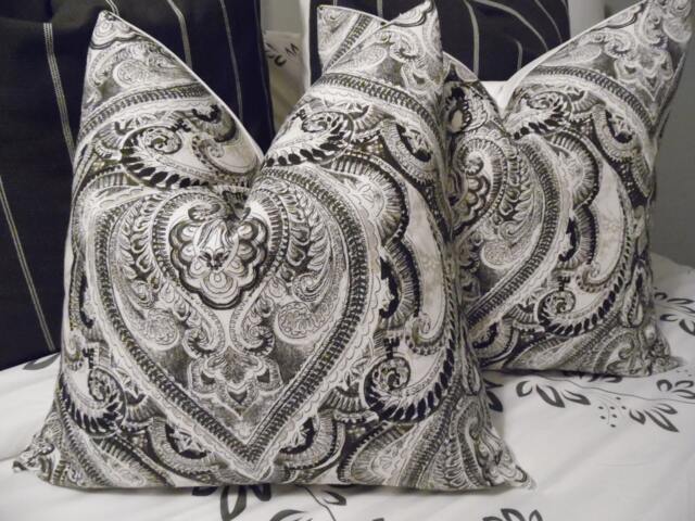 Kelly Ripa Medallion Pillow Cover Black, Grey & White Cotton - image 1