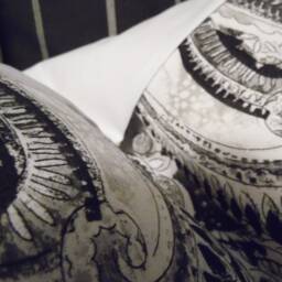 Kelly Ripa Medallion Pillow Cover Black, Grey & White Cotton - thumbnail 3