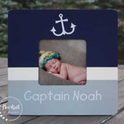 Personalized Captain Anchor Wood Picture Frame - Nautical Nursery Decor - thumbnail 2