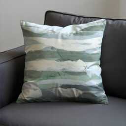 Abstract Landscape Cushion Cover, Minimalist Brushstroke Pillow Case, Soft Greens & Neutrals Home Decor, Tranquil Modern Decoration - thumbnail 3
