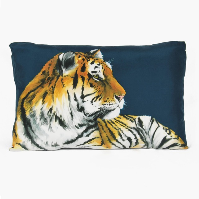 Tigers Cushion - Handmade Digitally Printed Silk Cushion 2 Sizes Available - image 1
