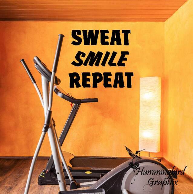 Sweat Smile Repeat Wall Decal Gym Fitness Motivation - image 1