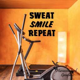 Sweat Smile Repeat Wall Decal Gym Fitness Motivation - thumbnail 1