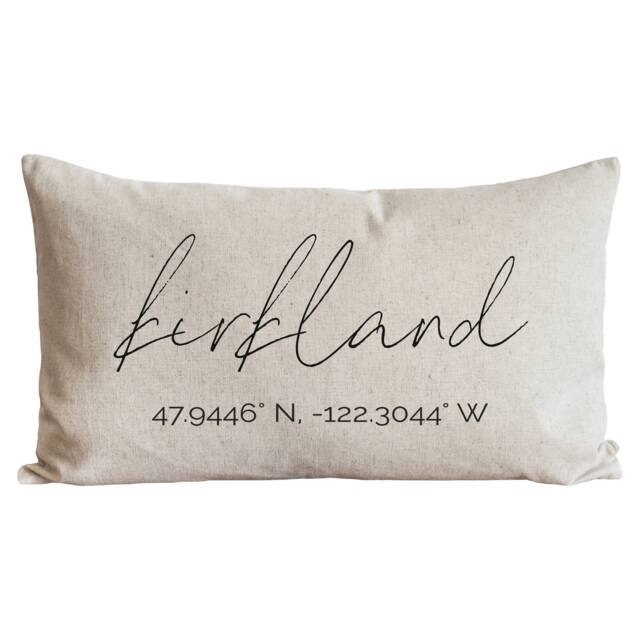 Custom City Coordinates Pillow Cover - Lumbar 16 X 26 Location Everyday Decor New Home Moving Gift Throw - image 1
