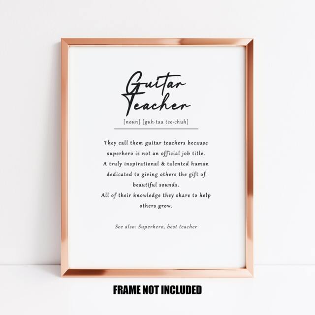 Guitar Teacher Definition Print, Guitar Gift, Tutor Home Decor, Music Room Thanks - image 1