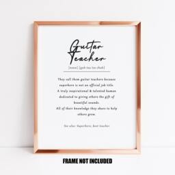 Guitar Teacher Definition Print, Guitar Gift, Tutor Home Decor, Music Room Thanks - thumbnail 1